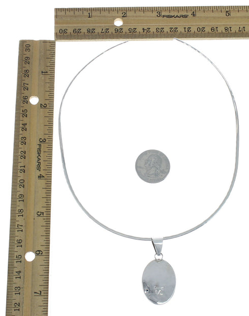 Navajo Sterling Silver Collar Lapis Pendant Necklace Set X11185